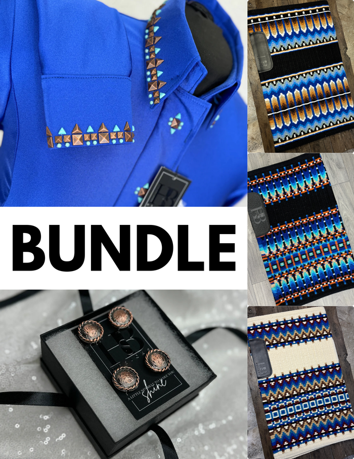 ROYAL BLUE COPPER TURQUOISE SOUTHWESTERN SPANDEX// SIMPLY BUNDLE