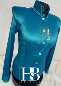 SIMPLY Iridescent Teal Taffeta Day Shirt
