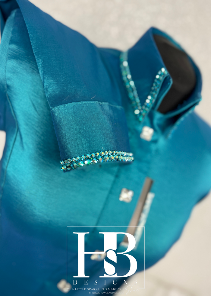 SIMPLY Iridescent Teal Taffeta Day Shirt