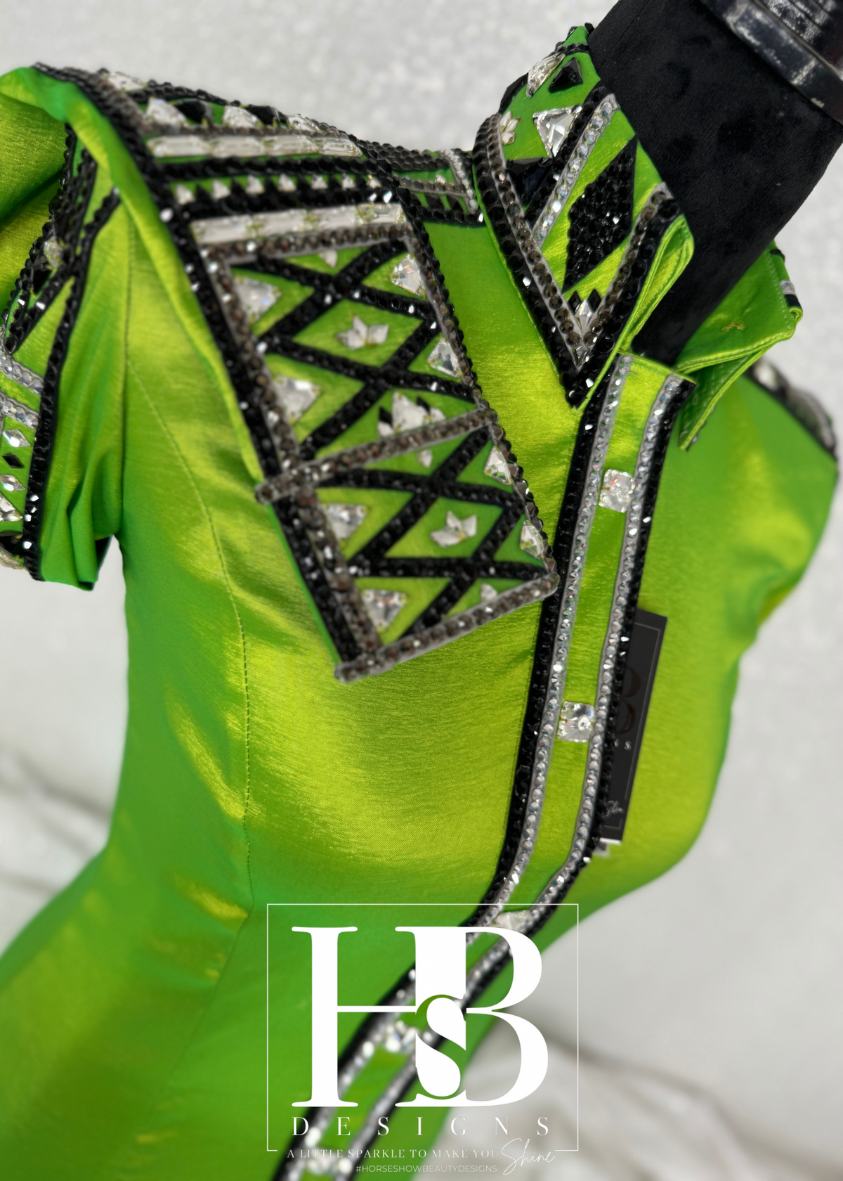 GLAM Lime Green, Black and Grey Taffeta Day Shirt
