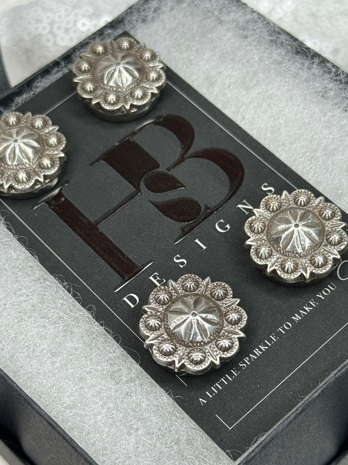 Antiqued Silver Concho Number Magnets 1013