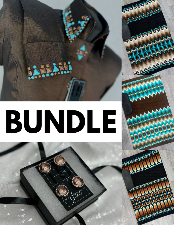 CHOCOLATE COPPER TURQUOISE SOUTHWESTERN TAFFETA// SIMPLY BUNDLE