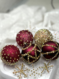 Deep Red and Gold 12 Piece Ornament Set