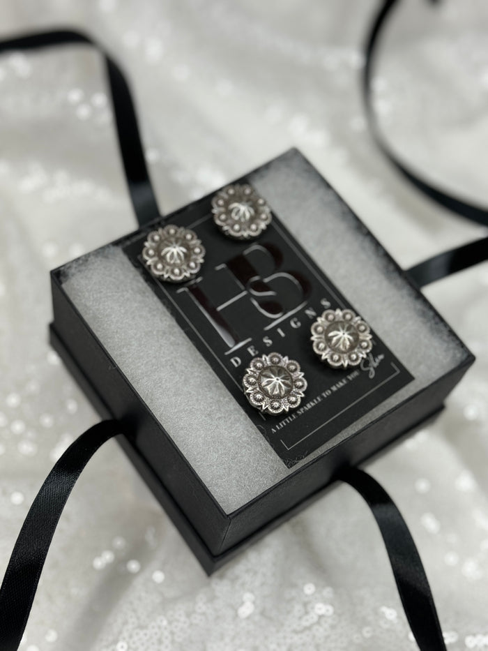 Antiqued Silver Concho Number Magnets 1013