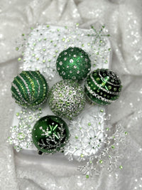 Green and Silver 12 Piece Ornament Set