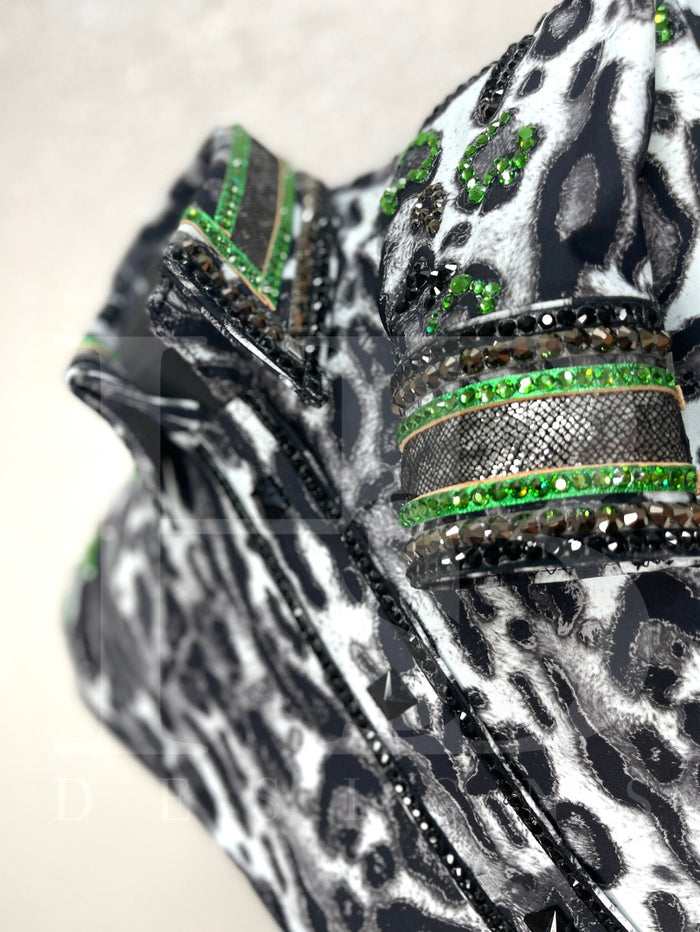 GLAM  Green Leopard Stretch Spandex Day Shirt