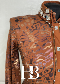 LUXE Rust Animal Print Leopard Stretch Day Shirt