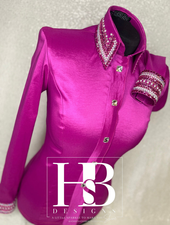GLITZY Fuchsia Stretch Taffeta Day Shirt