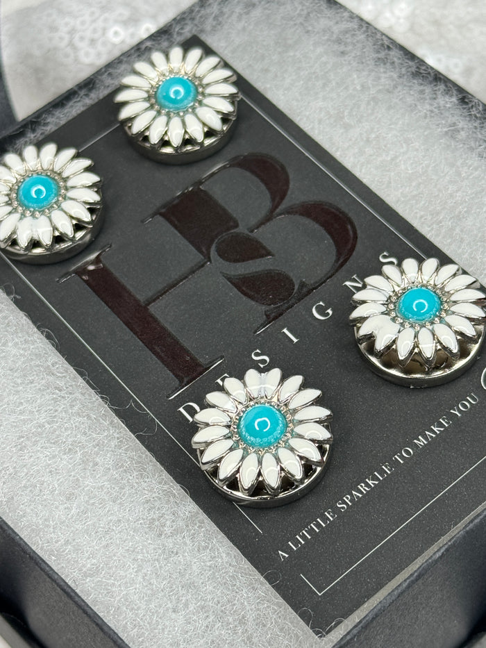 Turquoise Daisy Concho Number Magnets 1011