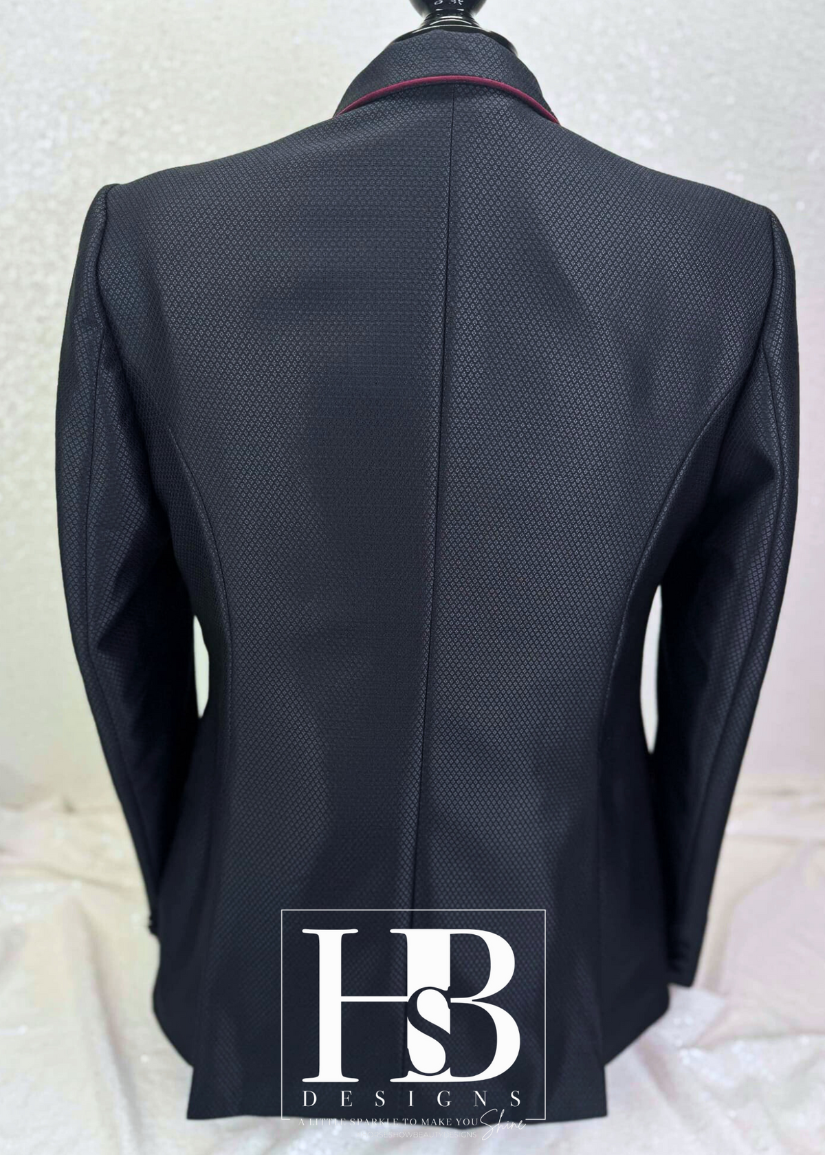 TAILORED Black Pique w/ Burgundy Accents Hunt Coat #1002