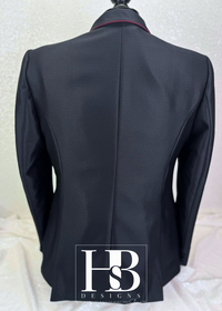 TAILORED Black Pique w/ Burgundy Accents Hunt Coat #1002