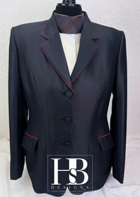 TAILORED Black Pique w/ Burgundy Accents Hunt Coat #1002