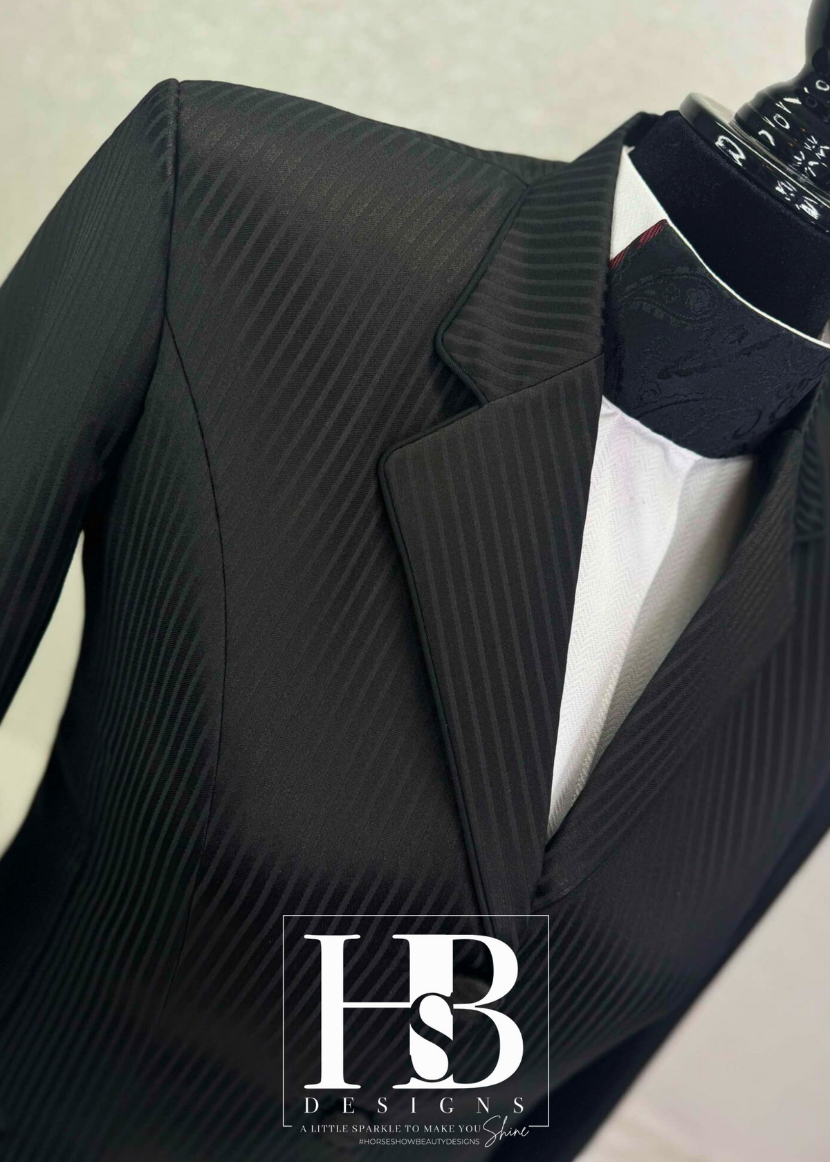 TAILORED Black Stripe w/ Black Accents Hunt Coat #1004