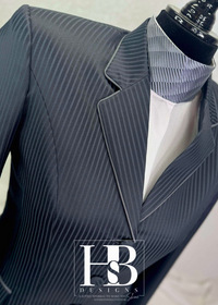 TAILORED Charcoal Stripe w/ Grey Accents Hunt Coat #1005