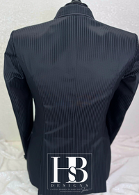 TAILORED Charcoal Stripe w/ Grey Accents Hunt Coat #1005