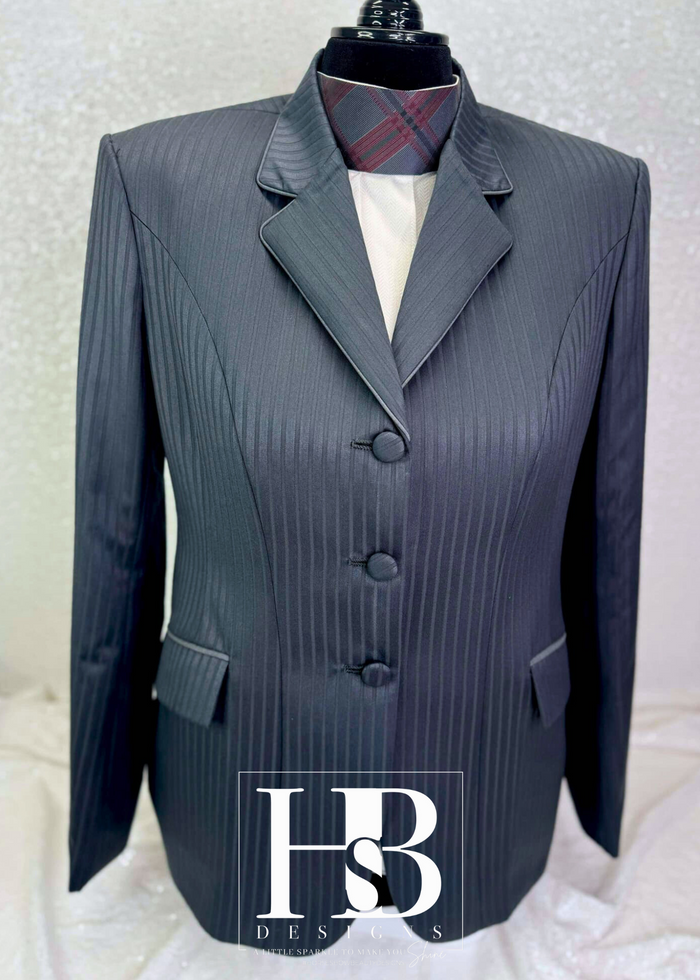 TAILORED Charcoal Stripe w/ Grey Accents Hunt Coat #1005