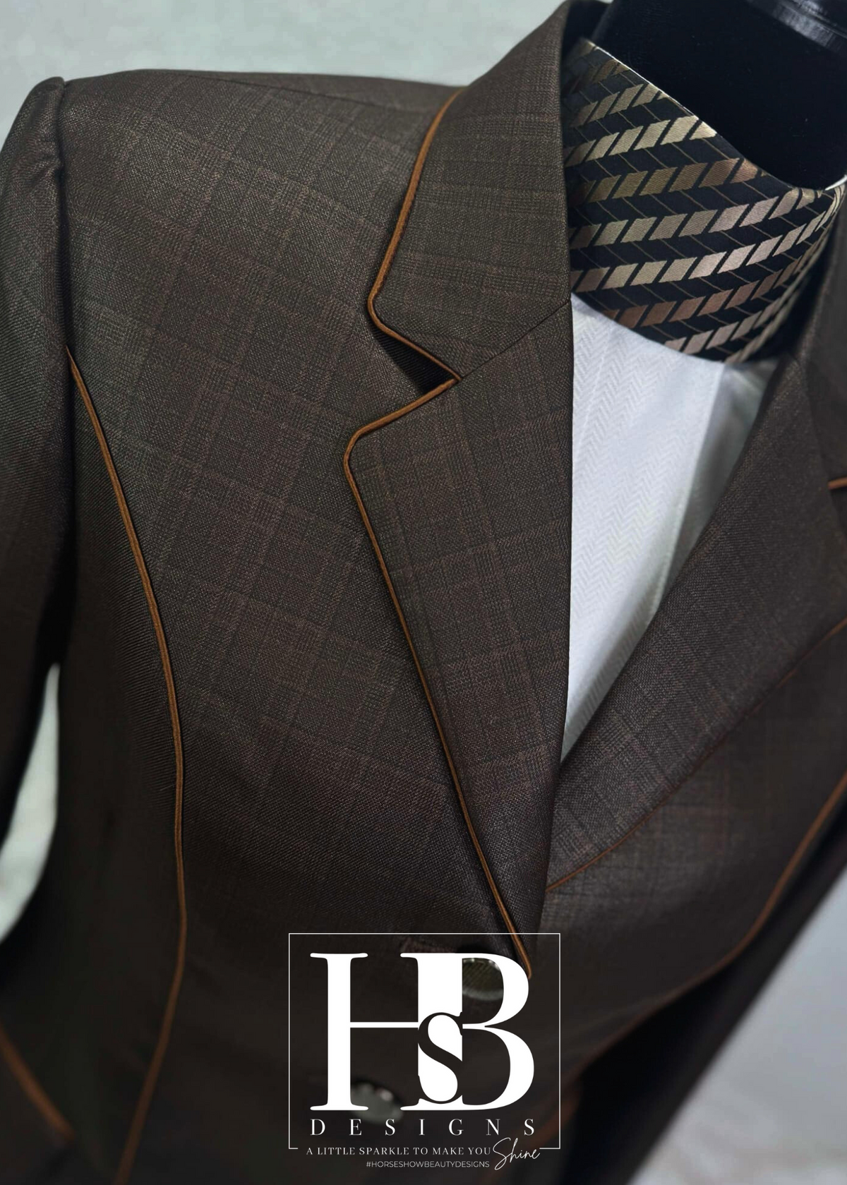 TAILORED Chocolate Plaid Sheen w/ Copper Accents Hunt Coat #1011