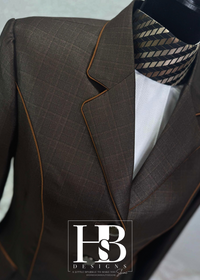 TAILORED Chocolate Plaid Sheen w/ Copper Accents Hunt Coat #1011