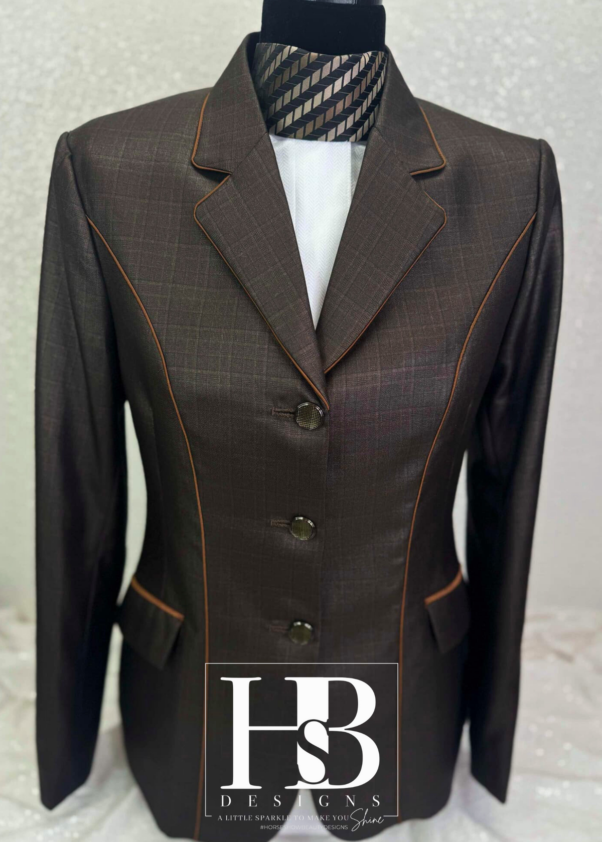 TAILORED Chocolate Plaid Sheen w/ Copper Accents Hunt Coat #1011