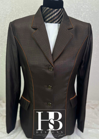 TAILORED Chocolate Plaid Sheen w/ Copper Accents Hunt Coat #1011