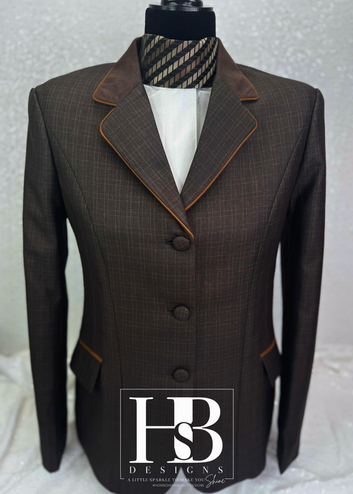 TAILORED Chocolate Plaid w/ Copper Accents Hunt Coat #1010