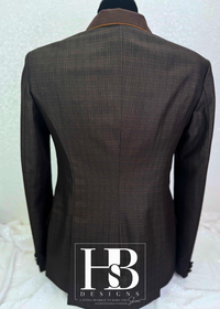 TAILORED Chocolate Plaid w/ Copper Accents Hunt Coat #1010