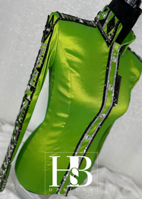 GLAM Lime Green, Black and Grey Taffeta Day Shirt