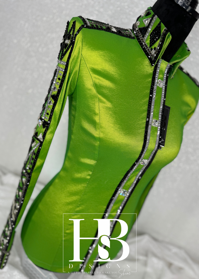 GLAM Lime Green, Black and Grey Taffeta Day Shirt