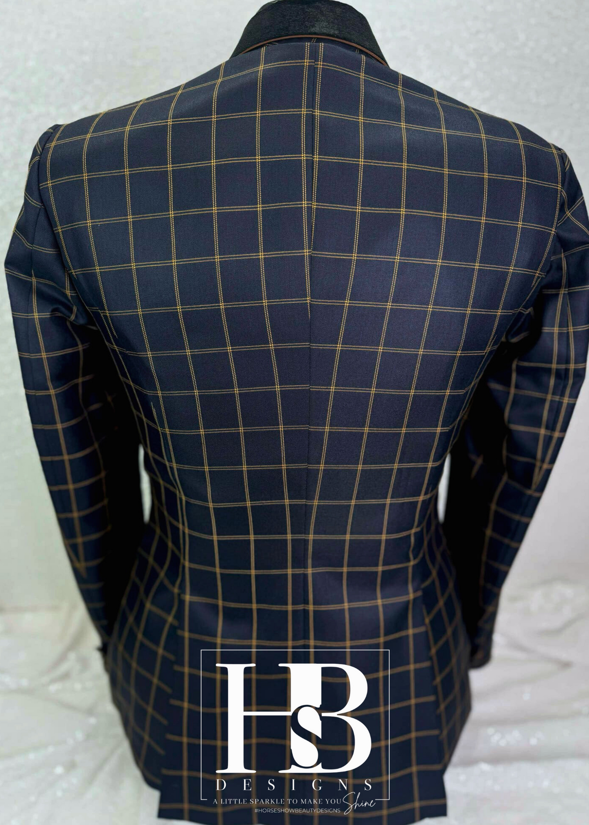 TAILORED Deep Navy and Copper Plaid w/ Black and Copper Accents Hunt Coat #1008