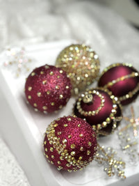 Deep Red and Gold 12 Piece Ornament Set