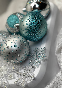 Ice Blue & Silver 12 Piece Ornament Set 1