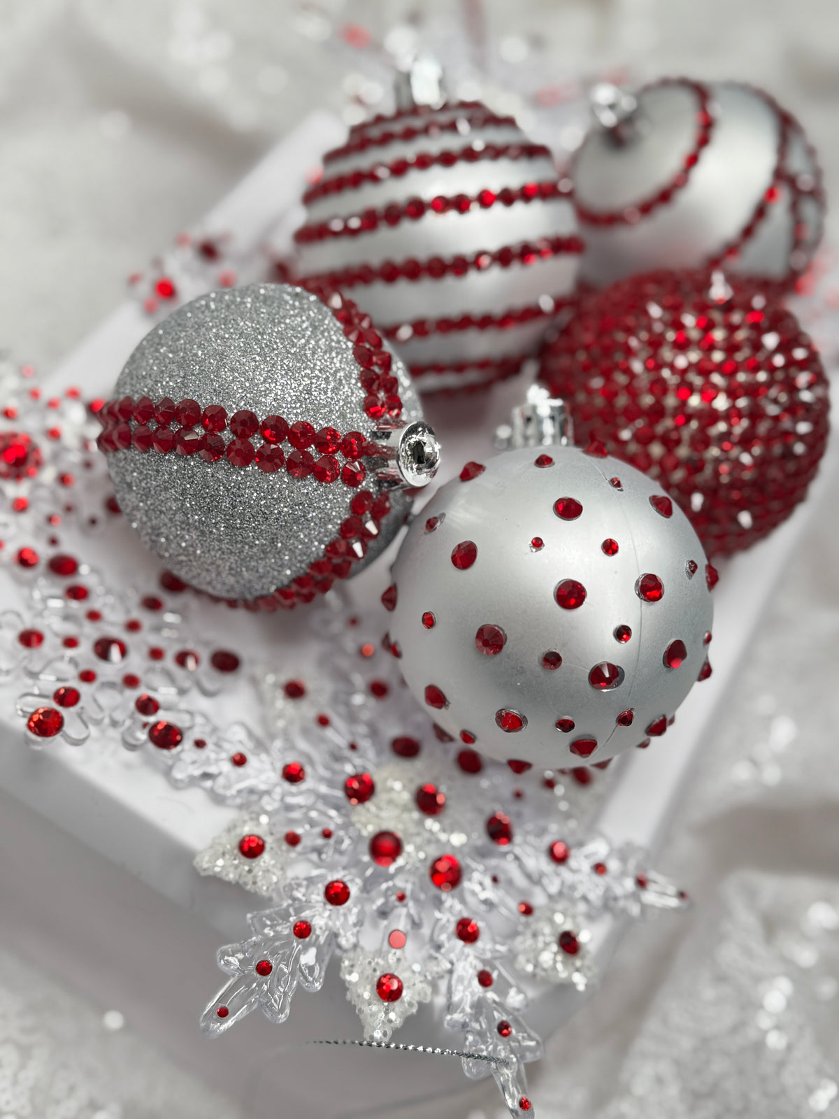 Red & Silver 12 Piece Ornament Set