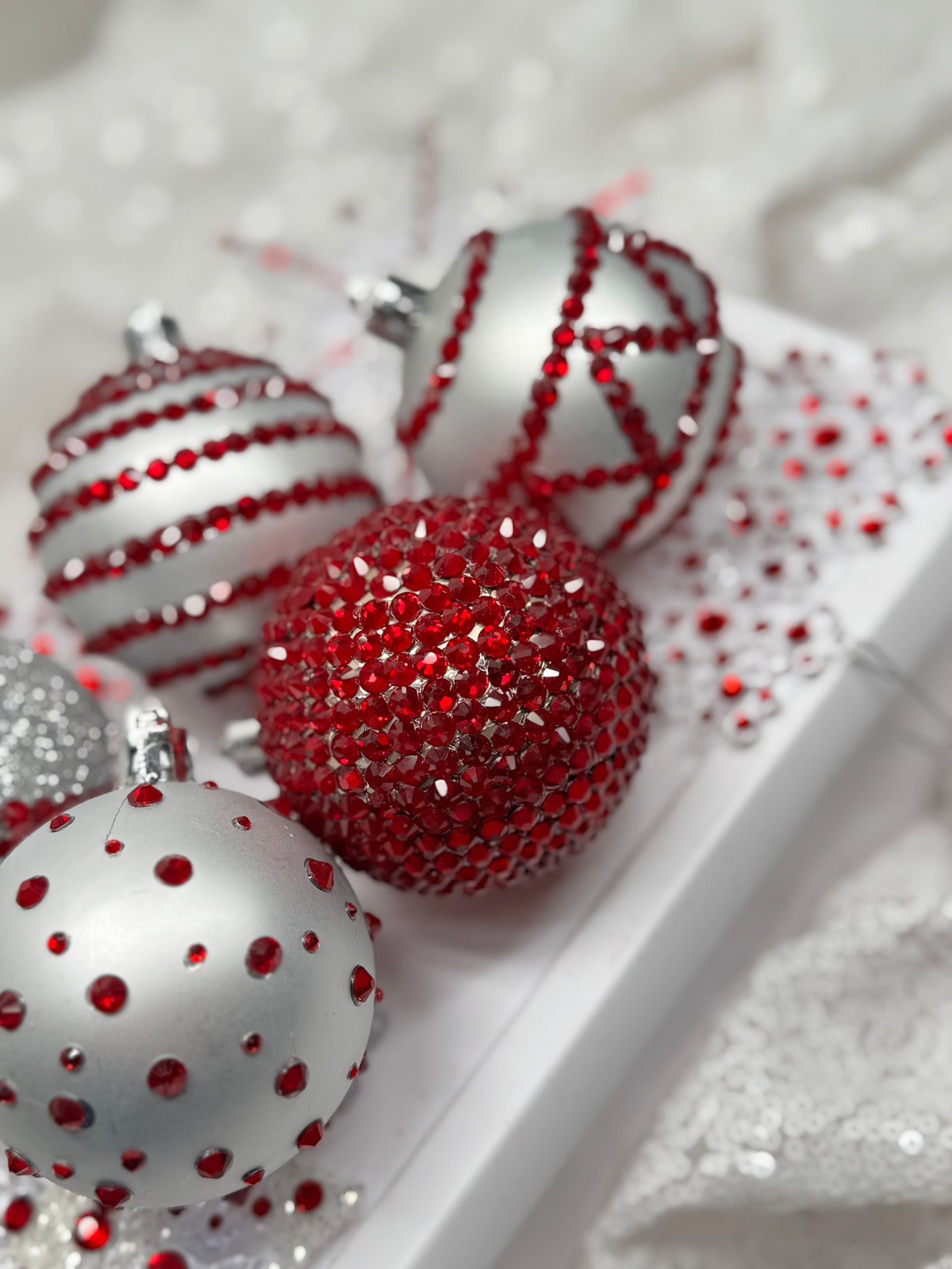 Red & Silver 12 Piece Ornament Set