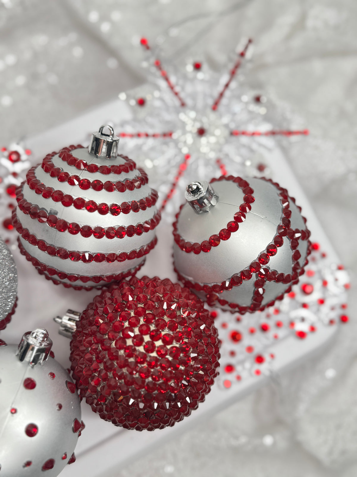 Red & Silver 12 Piece Ornament Set
