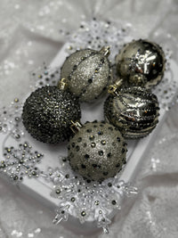 Champagne Gold & Pewter 12 Piece Ornament Set