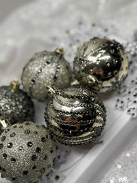 Champagne Gold & Pewter 12 Piece Ornament Set