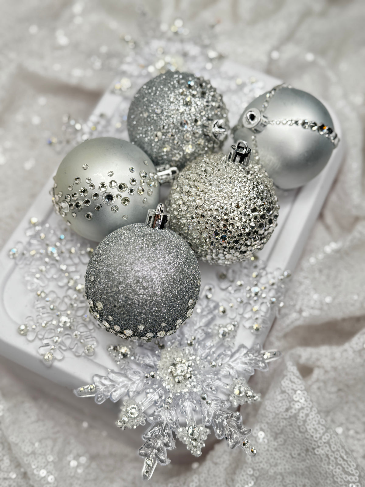 Silver 12 Piece Ornament Set