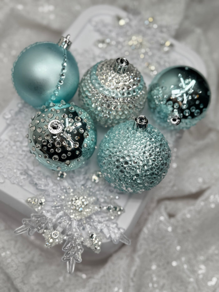 Ice Blue 12 Piece Ornament Set