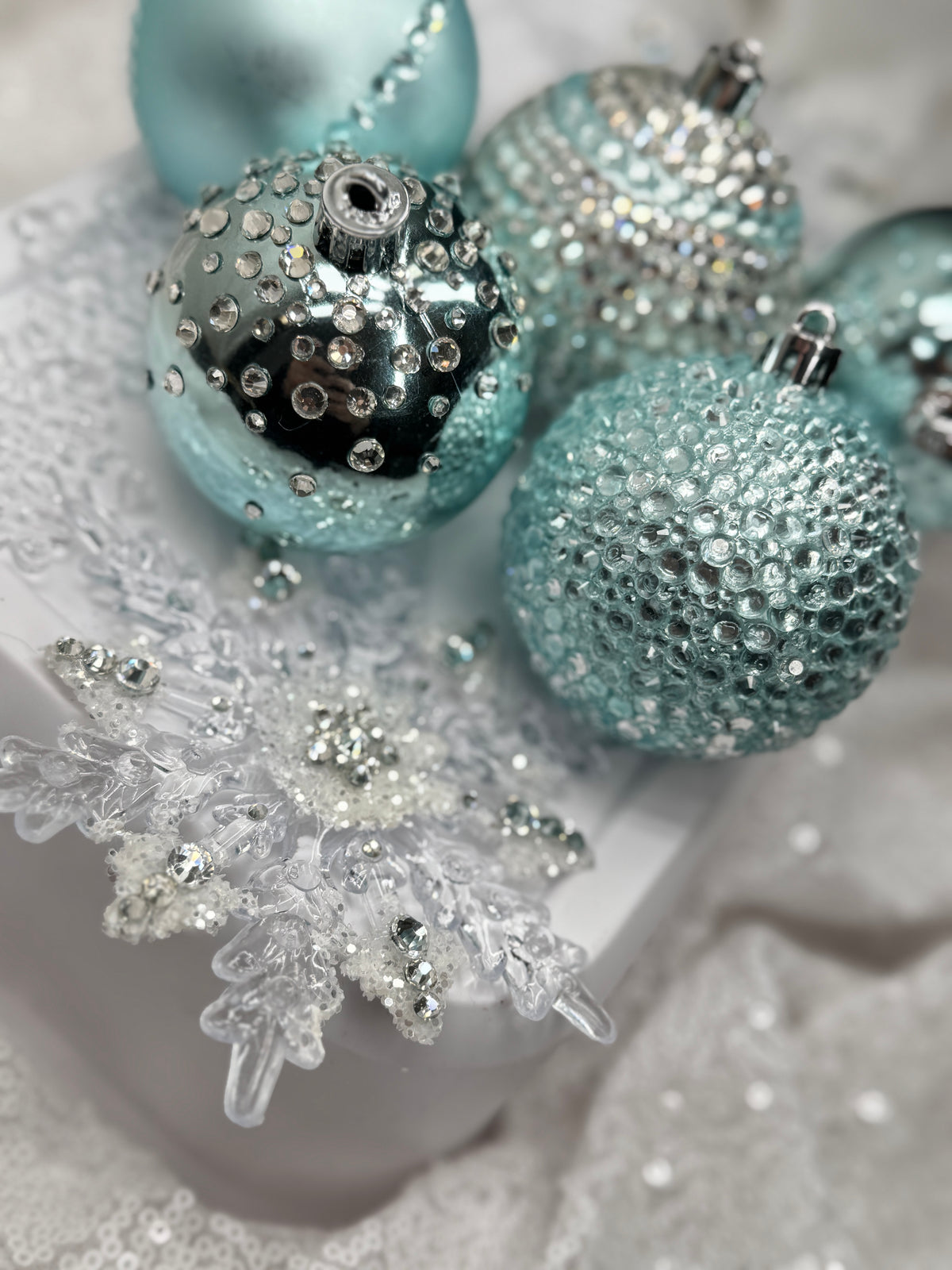 Ice Blue 12 Piece Ornament Set