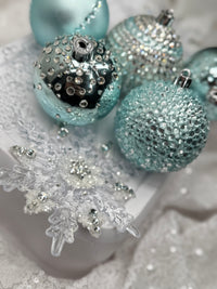 Ice Blue 12 Piece Ornament Set