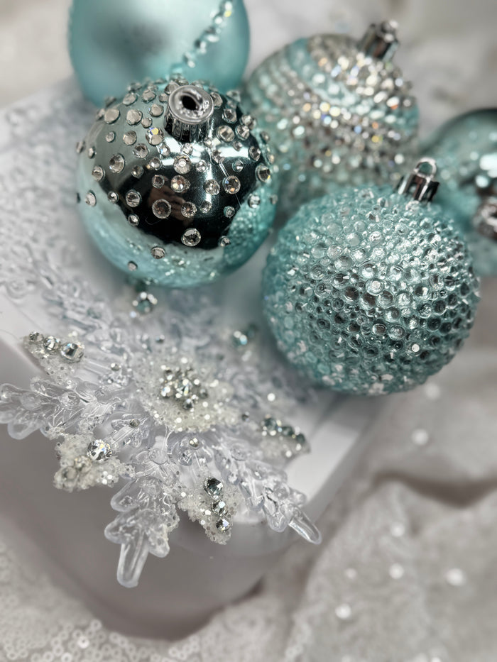 Ice Blue 12 Piece Ornament Set