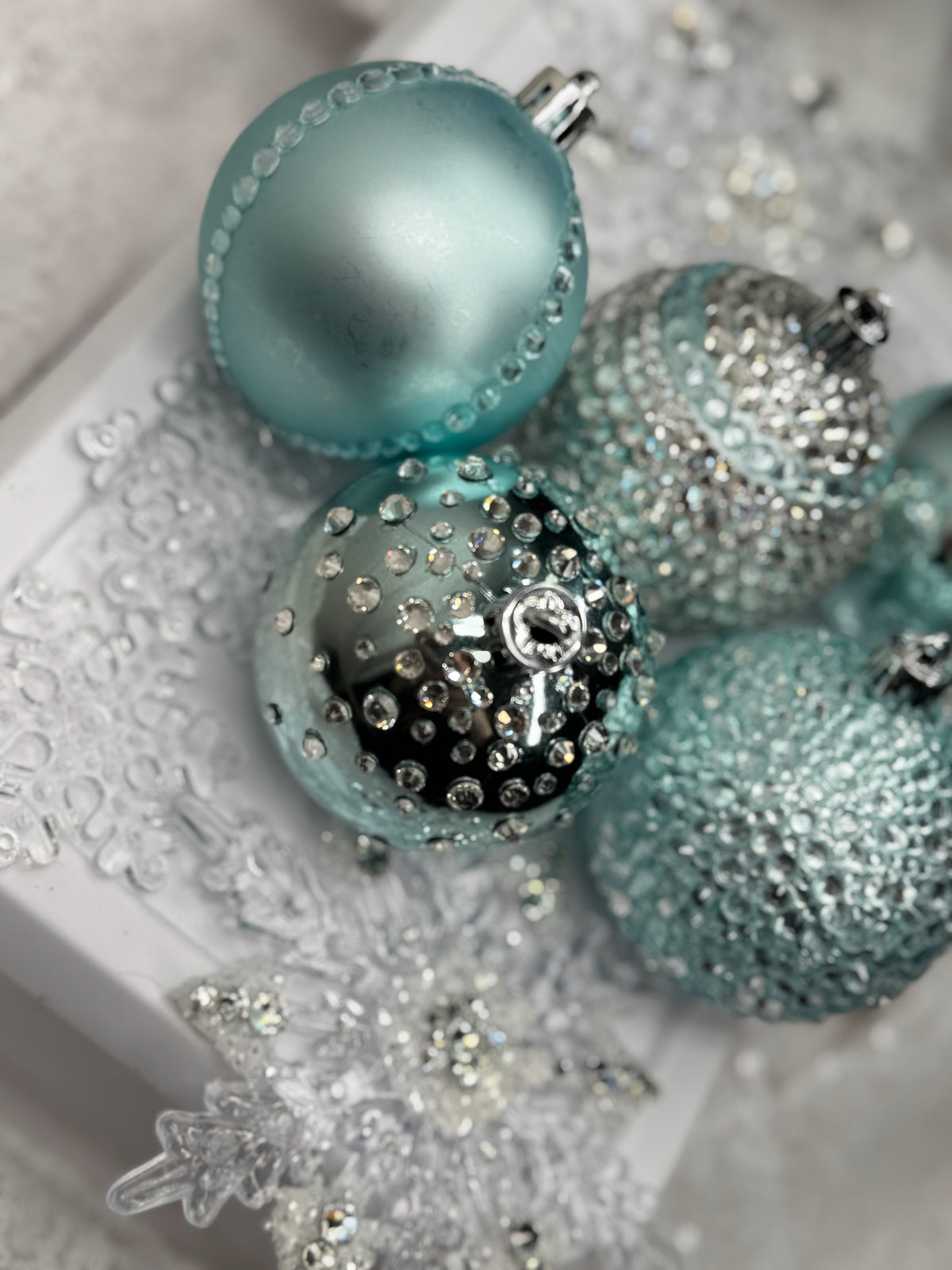 Ice Blue 12 Piece Ornament Set