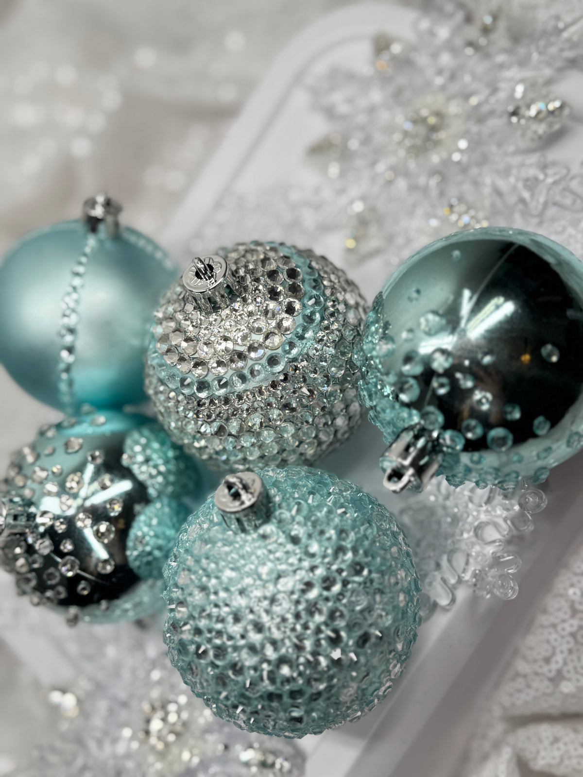 Ice Blue 12 Piece Ornament Set