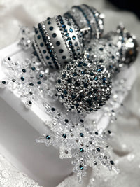 Silver and Navy 12 Piece Ornament Set