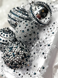 Silver and Navy 12 Piece Ornament Set