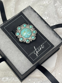 Turquoise and Silver Concho Necktie Magnet 1049