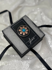 Copper & Turquoise Flower Necktie Magnet 1040