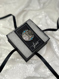 Silver Circle w/ Turquoise Dots Necktie Magnet 1041