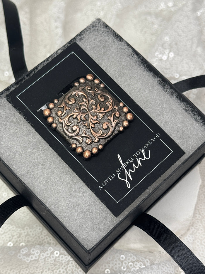 Antique Copper Square Concho Necktie Magnet 1044