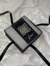 Blackened Gunmetal Square Concho Necktie Magnet 1045